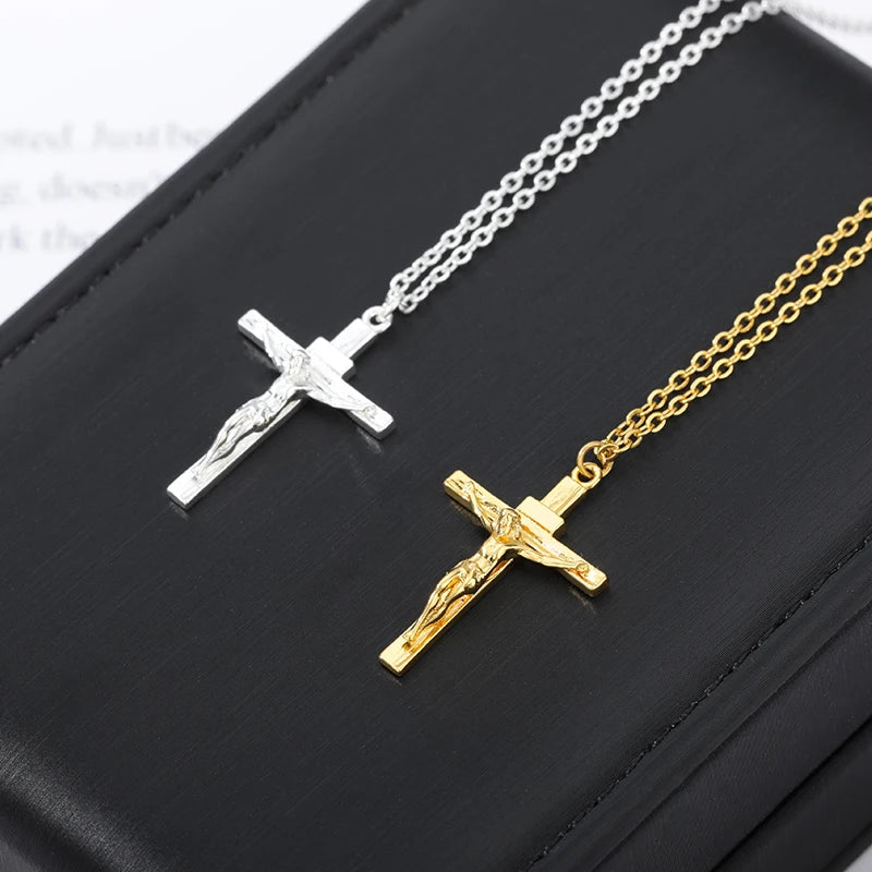 Classic Stainless Steel Cross Necklace – Christian Prayer Jewelry for Men & Women - Image 3