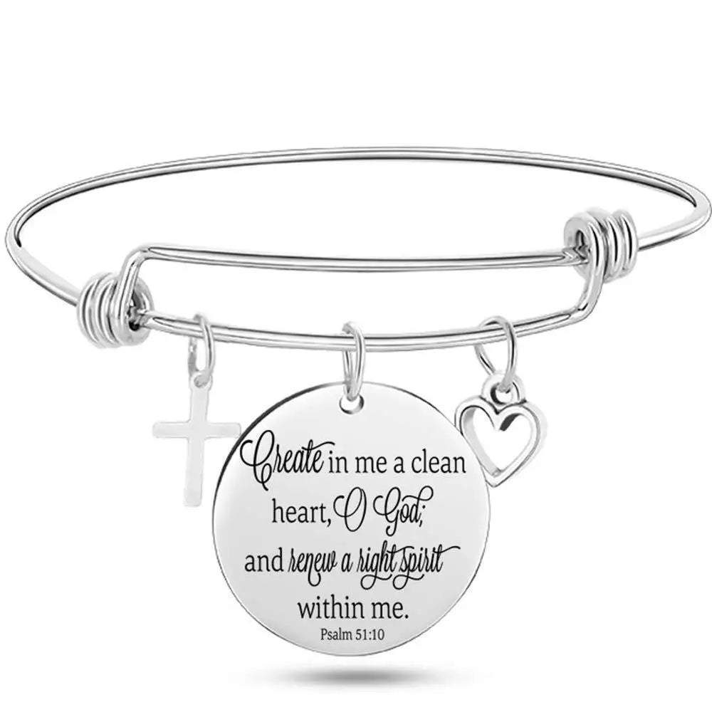 DAVINI Stainless Steel Adjustable Bible Verse Bangle – 20 Inspiring Christian Styles - Image 17