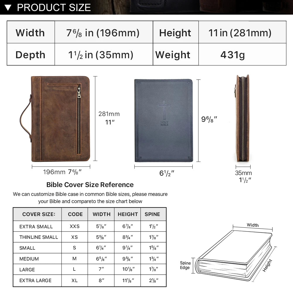 Handmade Custom Cowhide Leather Book Cover - Image 6