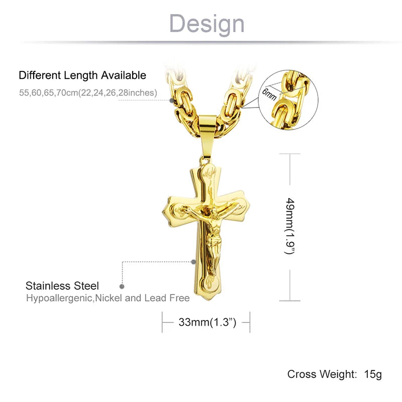 Diyalo Religious Jesus Cross Necklace for Men - Image 4