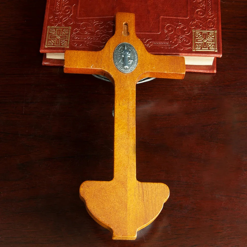 Catholic Wooden Cross with Holy Water Holder - Image 5