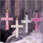 New Fashion Multi-Color Crystal Jesus Cross Pendant Necklace