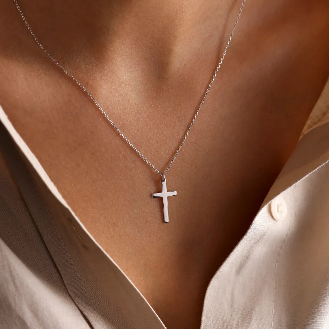 Fashion Stainless Steel Cross Necklace – Gold & Silver Color Jewelry for Men & Women - Image 3