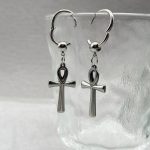 Egyptian Ankh Cross Drop Hoop Earrings