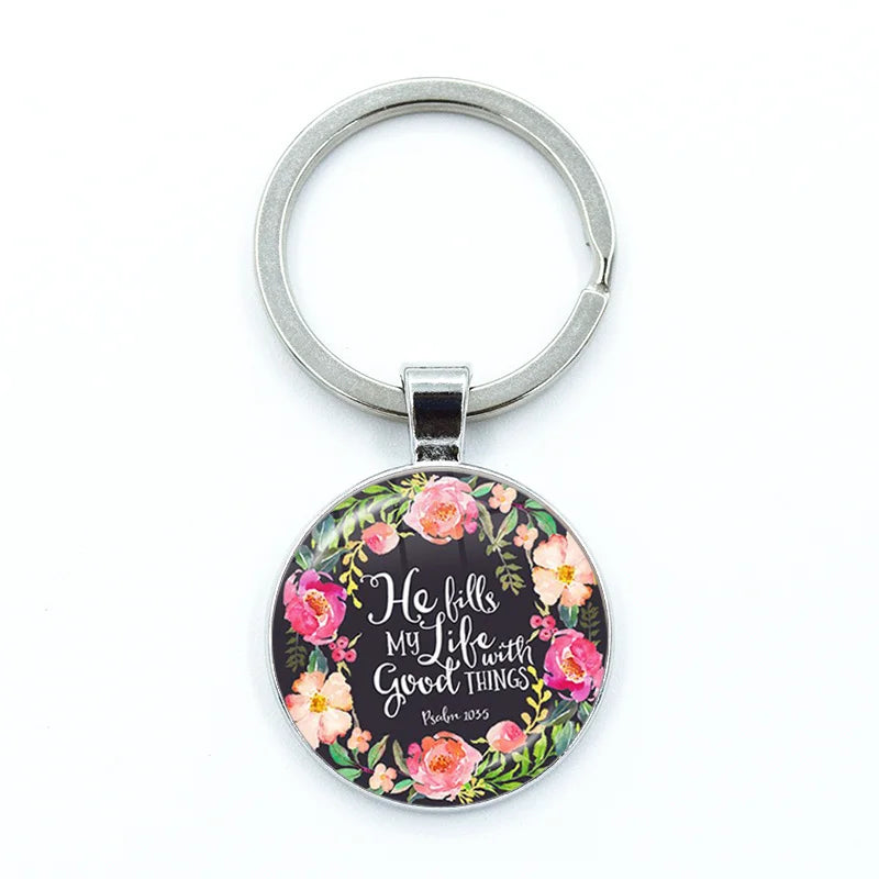 Give Thanks With A Grateful Heart Keychain – Bible Verse Glass Cabochon Charm Gift - Image 22