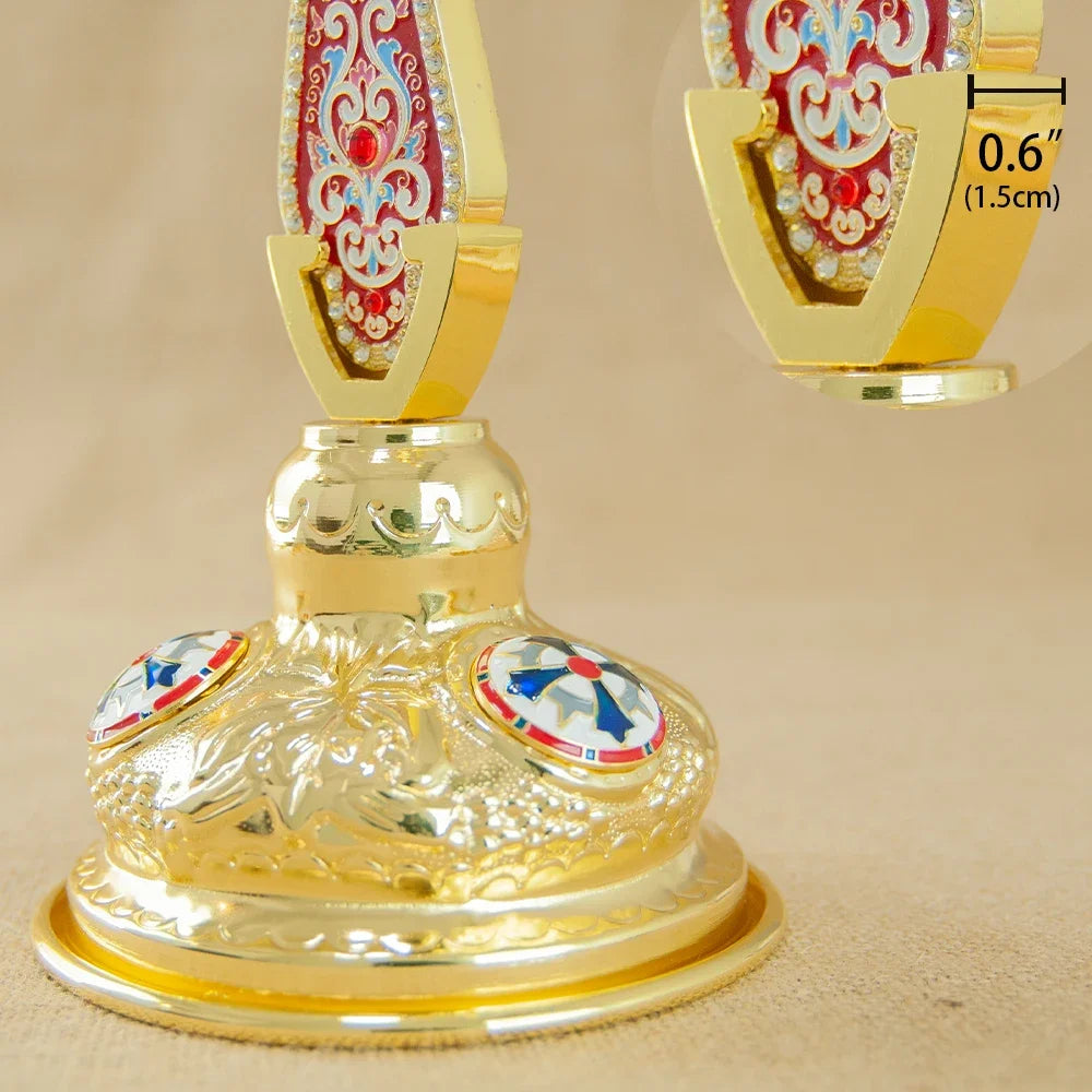 Gold-Plated Metal Cross Stand – Orthodox & Catholic Religious Craft for Church or Home - Image 8