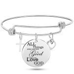 DAVINI Stainless Steel Adjustable Bible Verse Bangle – 20 Inspiring Christian Styles