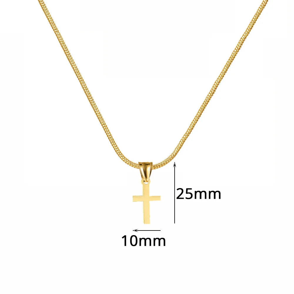 Fashion Small Jesus Cross Pendant Female Gold Silver Color Stainless Steel Snake Chain Necklace for Women Religious Jewelry Gift - Image 3