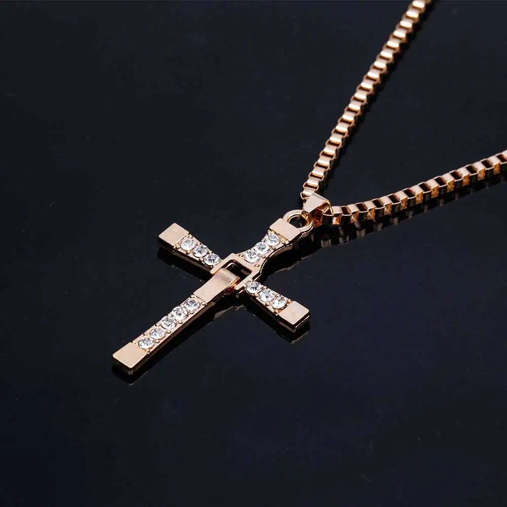 Dominic Toretto “The Fast and The Furious” Vin Diesel Inspired Crystal Jesus Cross Pendant Necklace - Image 3