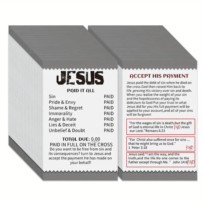 50/100 Pcs Gospel Booklet Cards – Pocket Bible Verse & Prayer Postcard Set
