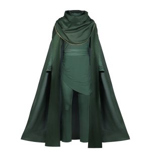 God of Lies Loki Cosplay Costume – Green Top, Pants & Cloak Set for Adults