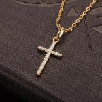 Cross Pendant Rhinestone Inlay Adjustable Necklace