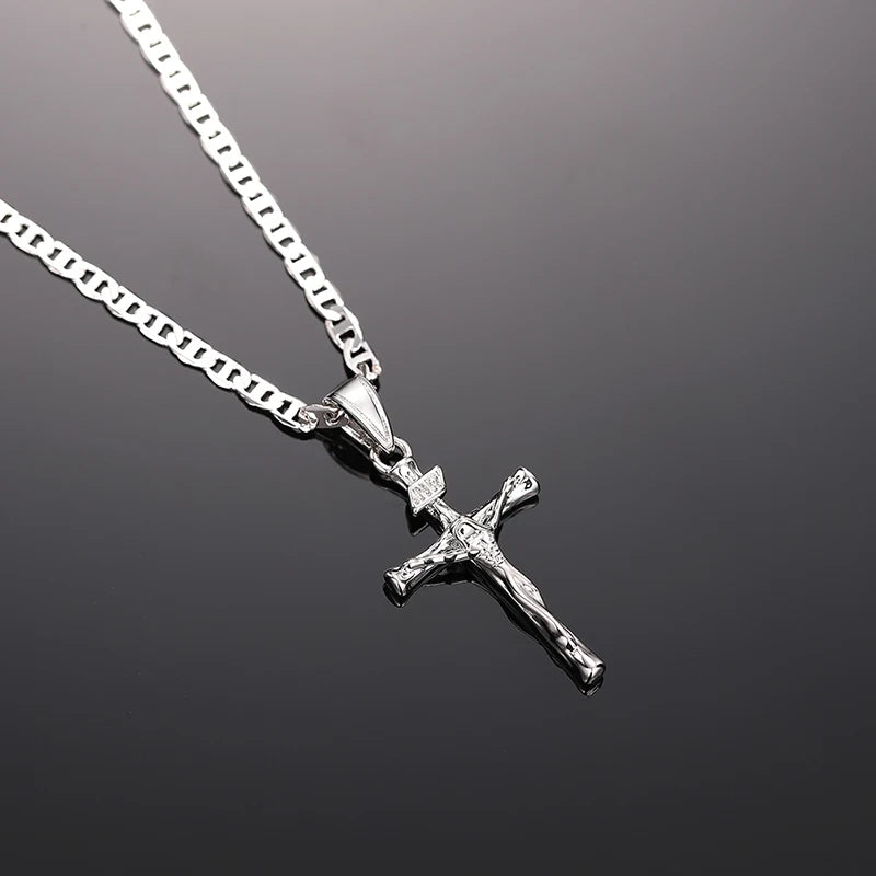Huitan Religious Cross Pendant Necklace – Two-Tone Plated Jewelry for Men & Women - Image 5