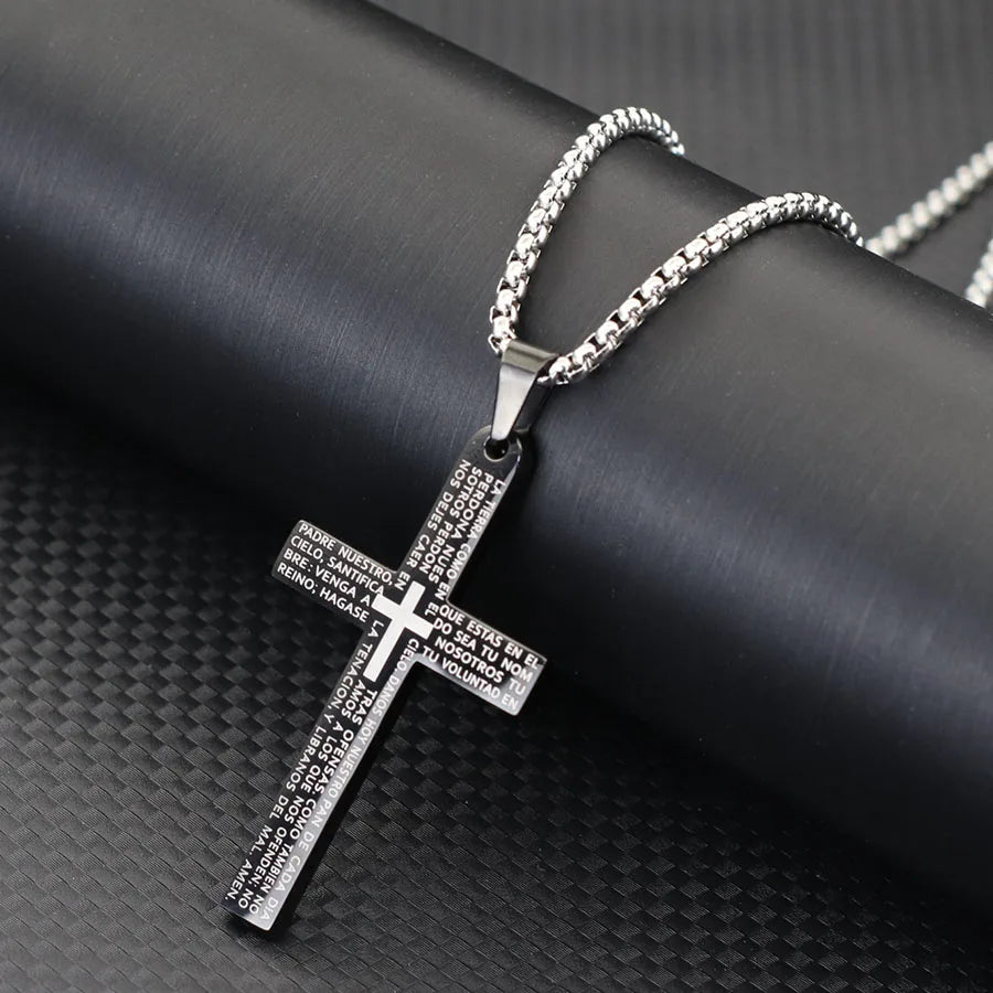 Classic Stainless Steel Cross Necklace for Men – 24-Inch Long Pendant, Hip-Hop Rock Style - Image 9