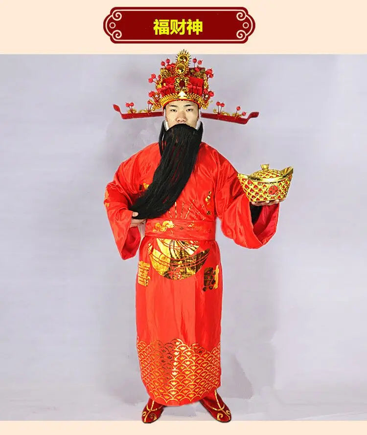 Ancient God of Wealth Costume – Caishen Cosplay Outfit for Men - Image 9