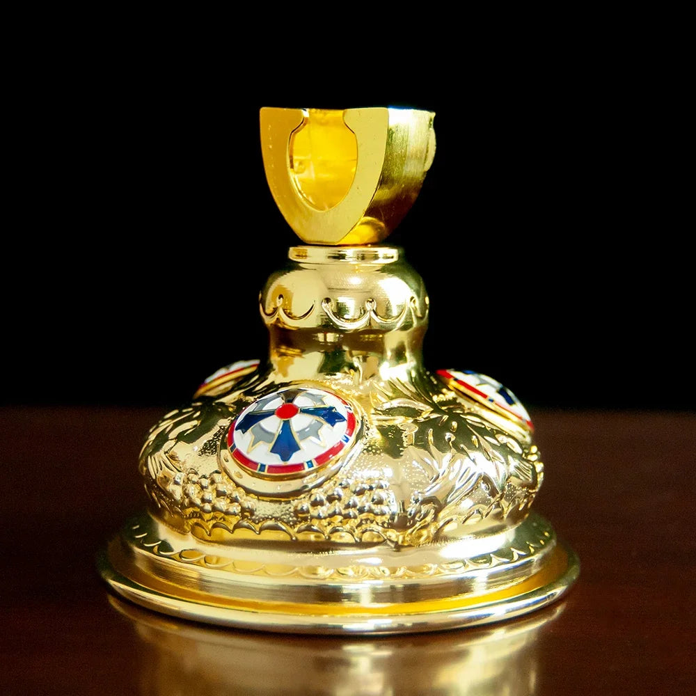 Gold-Plated Metal Cross Stand – Orthodox & Catholic Religious Craft for Church or Home
