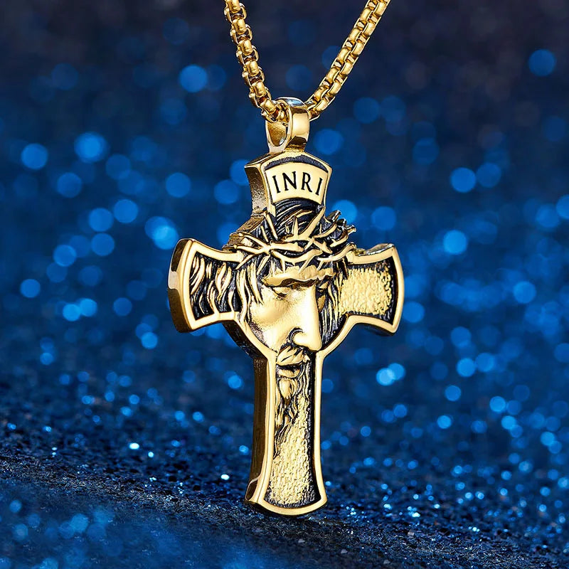INRI Jesus Cross Religious Amulet Necklace – Stainless Steel Pendant for Men & Women - Image 10