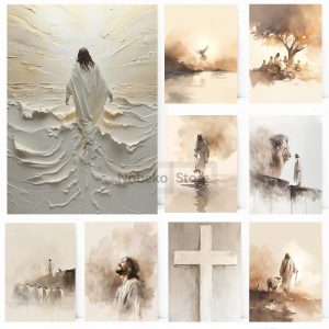 Modern Christian Jesus Poster – Bible Verse Canvas Wall Art Print