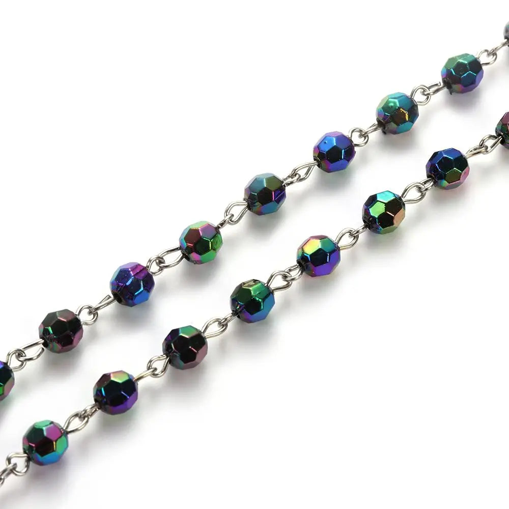 Fashion Vintage Cross Necklace with Rosary Beads - Image 4