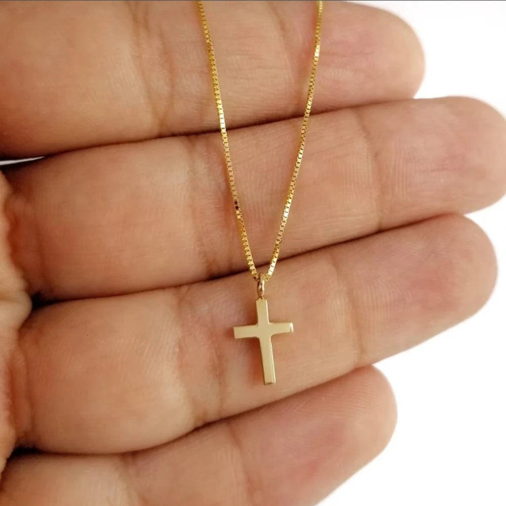 Minimalist Cross Chain Pendant Necklace – Elegant Christian Jewelry Gift for Her