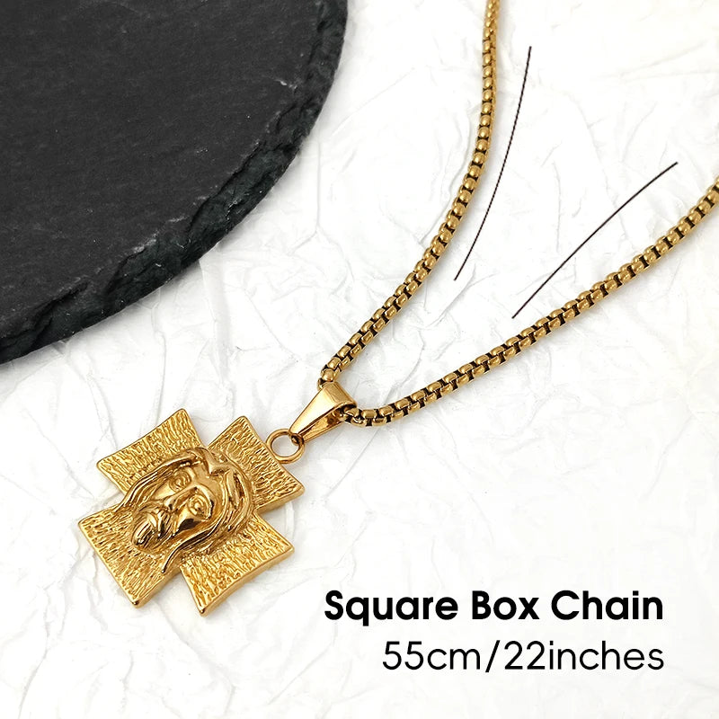 18K Gold Plated Jesus Face Cross Pendant Necklace – Faith-Inspired Religious Jewelry for Men & Women - Image 8