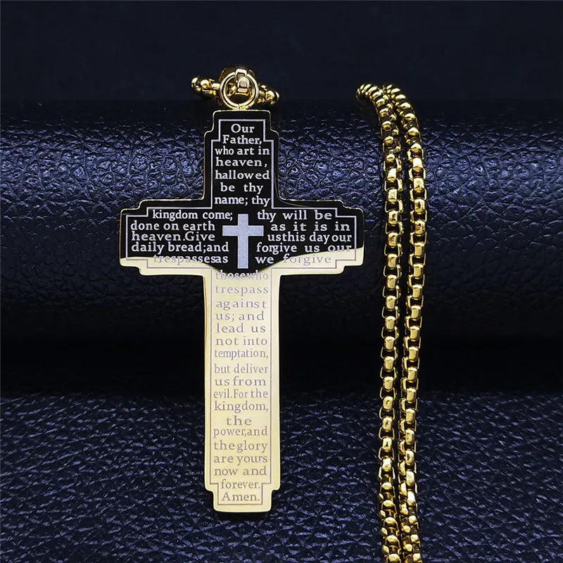 Christian Bible Cross Chain Necklace – Stainless Steel Prayer Pendant for Men - Image 7
