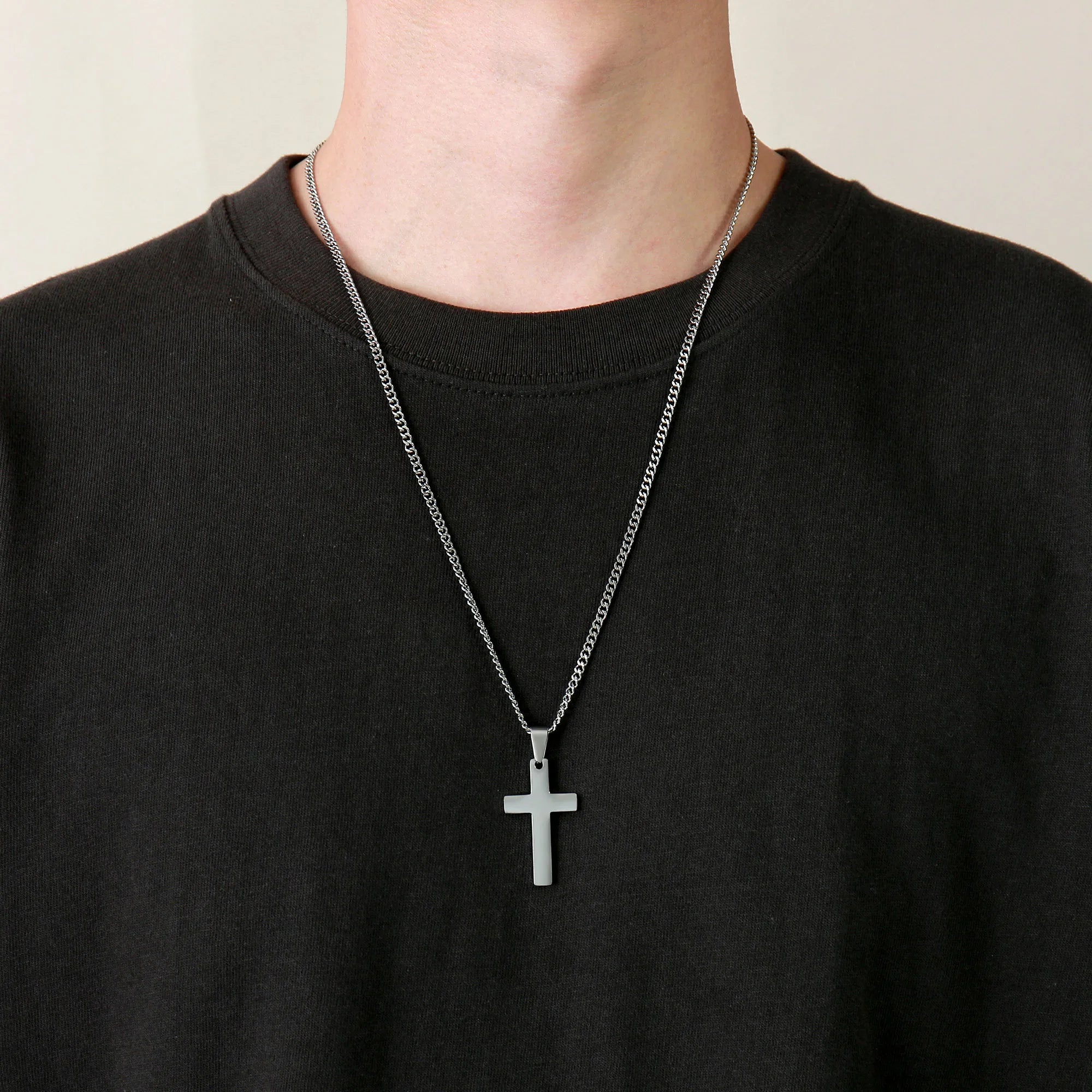 Casual Cross Pendant Necklace – Waterproof Stainless Steel Jewelry for Men & Boys - Image 6