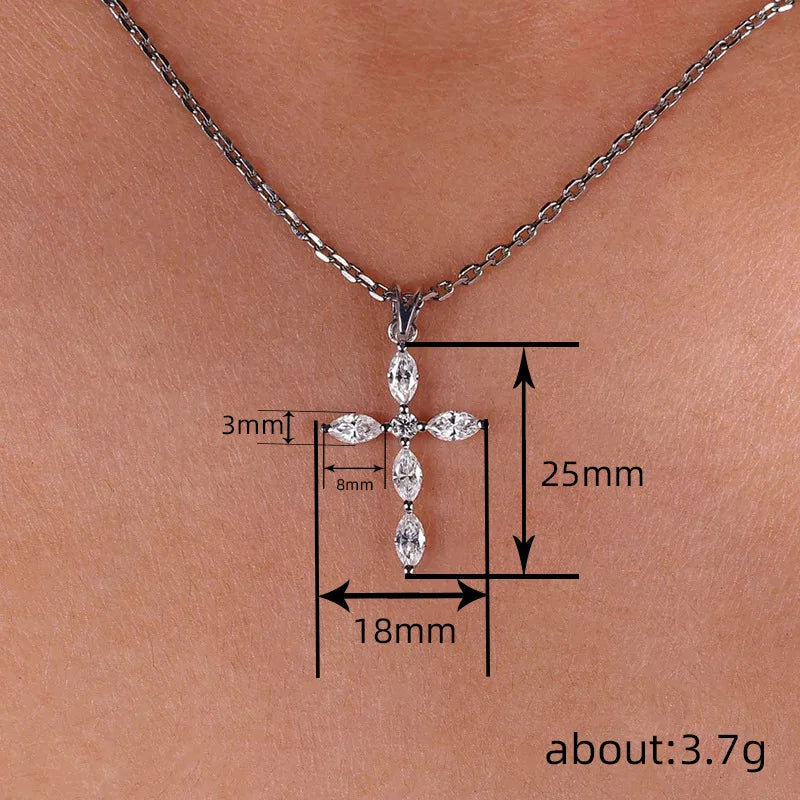 Luxury Stainless Steel Crystal Cross Pendant Necklace – Elegant Christian Jewelry for Women - Image 5