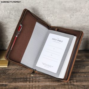 Handmade Custom Cowhide Leather Book Cover – Bible Case & Travel Portfolio