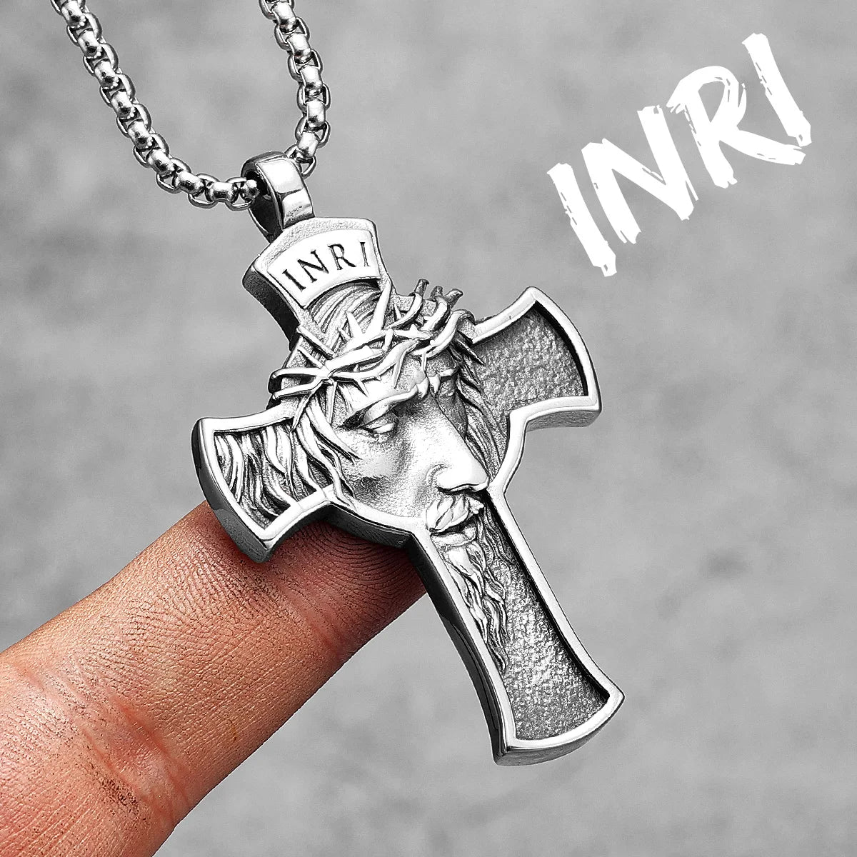 INRI Jesus Cross Religious Amulet Necklace – Stainless Steel Pendant for Men & Women - Image 7