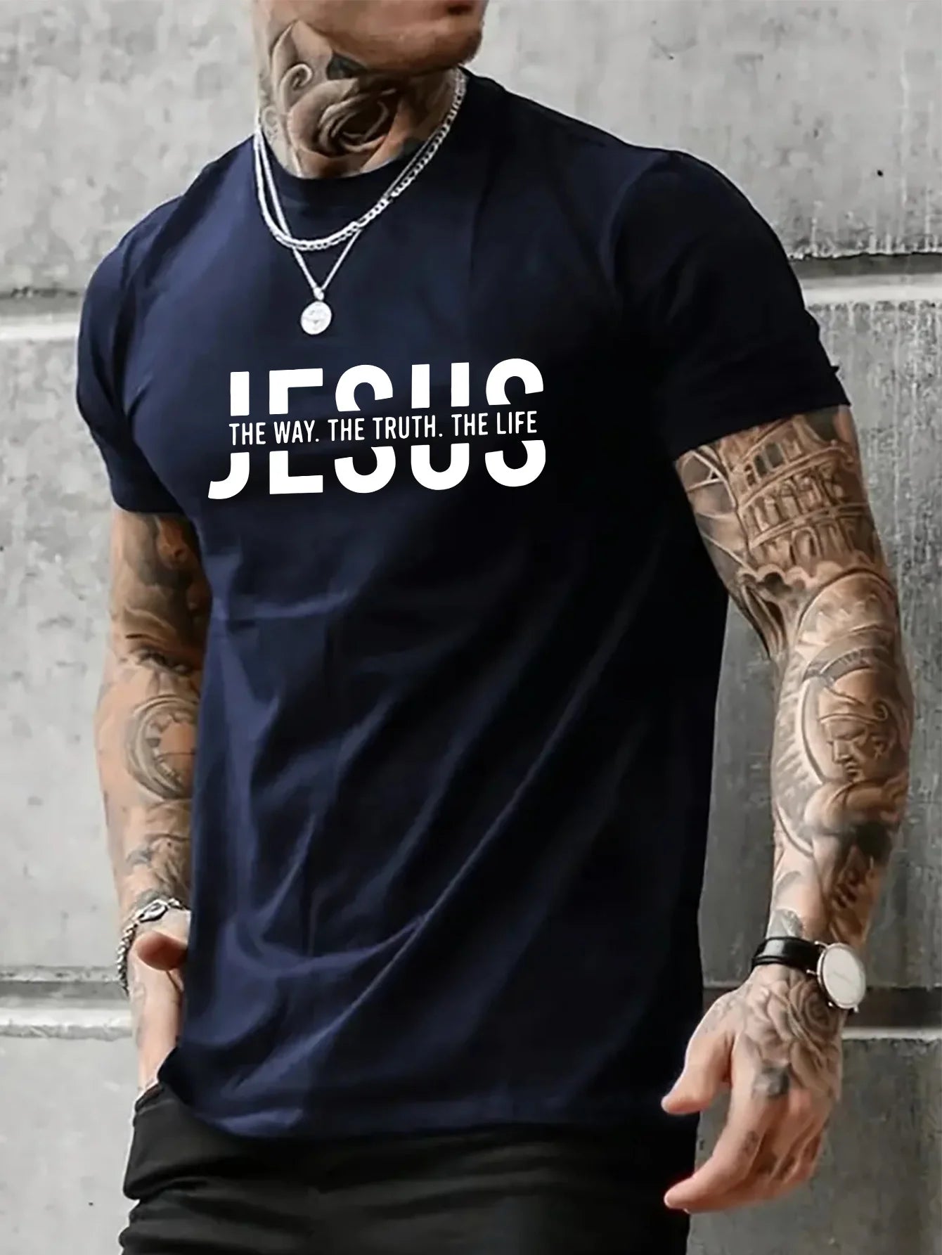 "Jesus – The Way, The Truth, The Life" T-Shirt – 100% Cotton Casual Summer Tee for Men