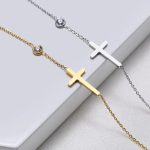 Huitan Fashion Cross Bracelet – Thin Link Chain for Women, Stylish Daily Christian Jewelry
