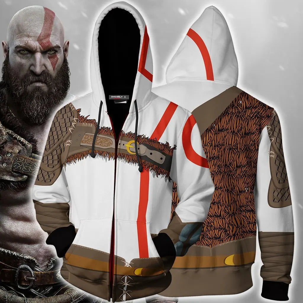 God of War Kratos 3D Print Hoodie – Pullover/Zipper Cosplay Sweatshirt for Gamers - Image 8