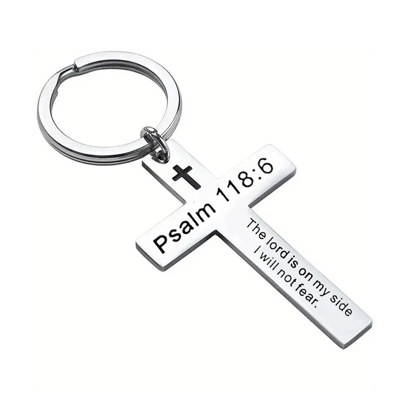 Christian Bible Verse Cross Pendant Keychain - Image 6